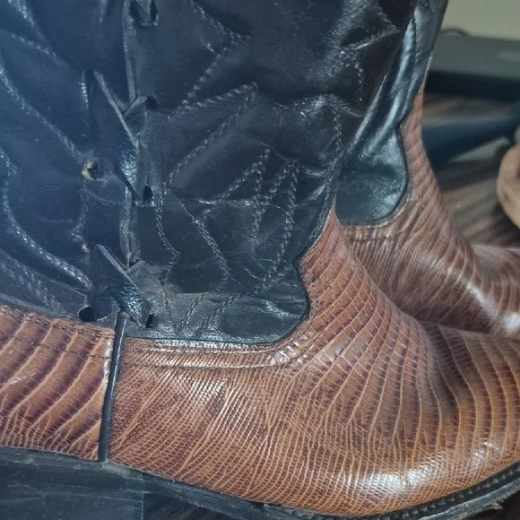 Kids Brown and Black Lizard Skin Cowboy Boots - Picture 4 of 4
